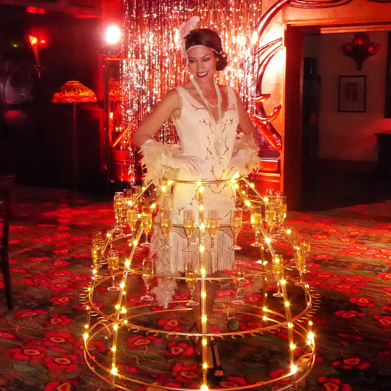 Robe à Champagne illuminée soirée Années Folles