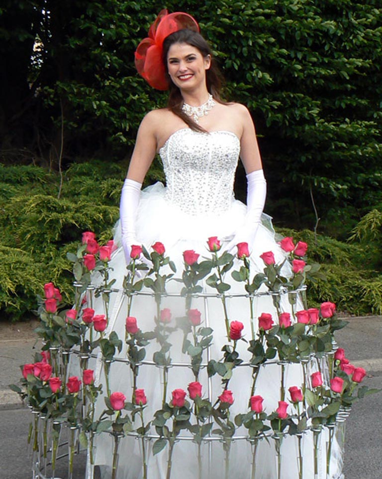 Animation avec distribution de roses, fleurs