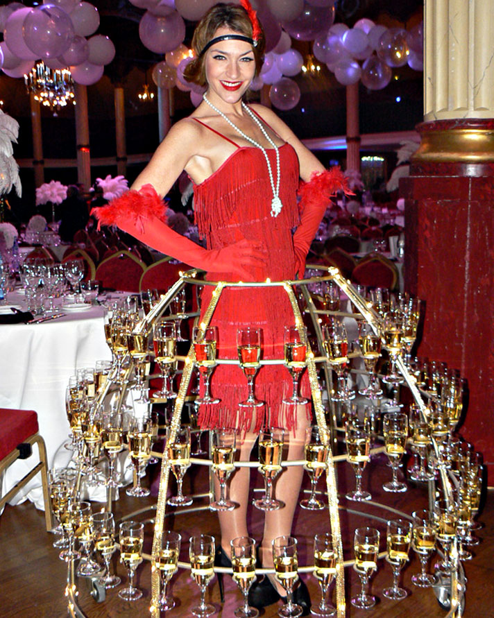 Robe à champagne style Charleston, robe à franges des années folles