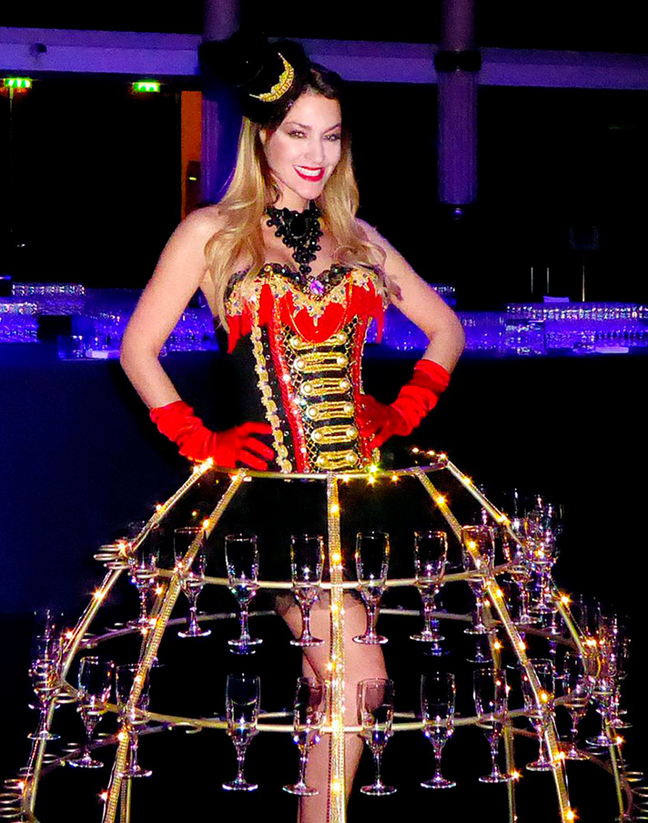 Robe Champagne avec jupe à champagne thème Circus