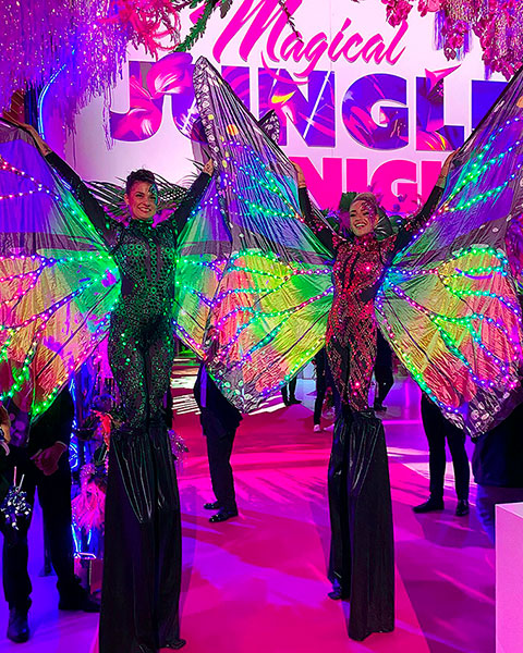 Thème Jungle Disco avec échassières Papillon et ailes lumineuses